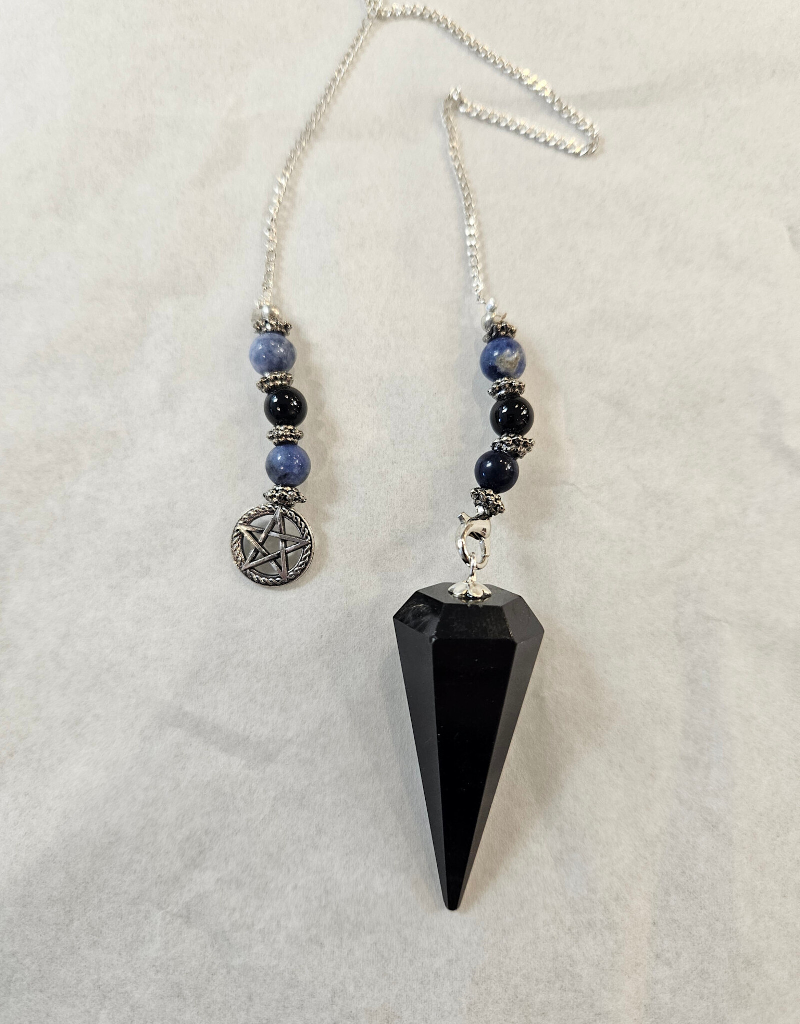 Black Obsidian Pendulum with Pentacle