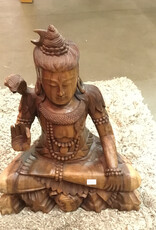 WOOD SHIVA with panther and cobra
