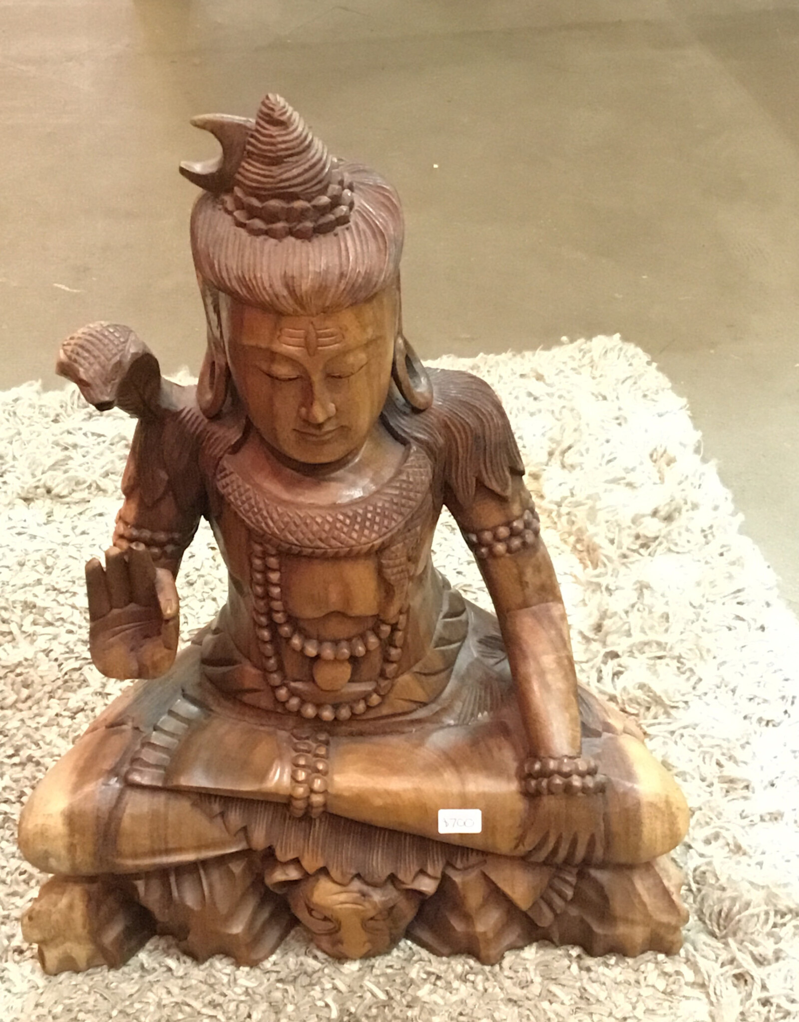 WOOD SHIVA with panther and cobra