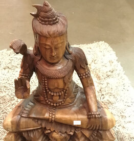 WOOD SHIVA with panther and cobra