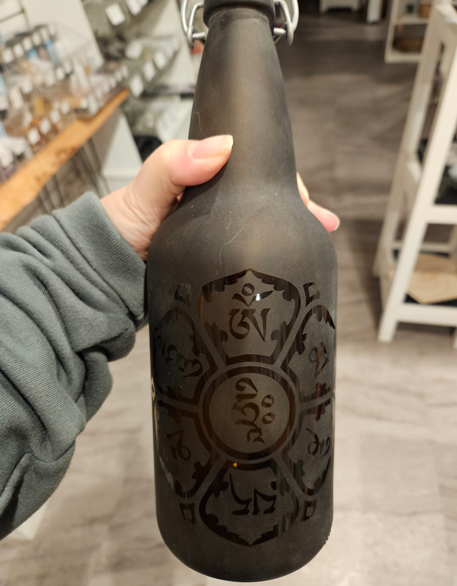 Local Maker etched Amber Bottle