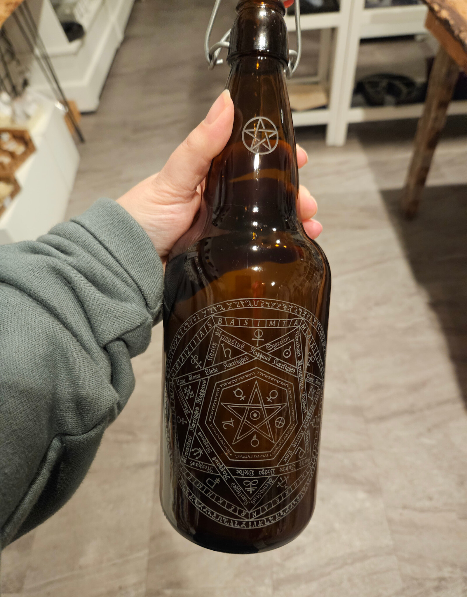 Local Maker etched Amber Bottle