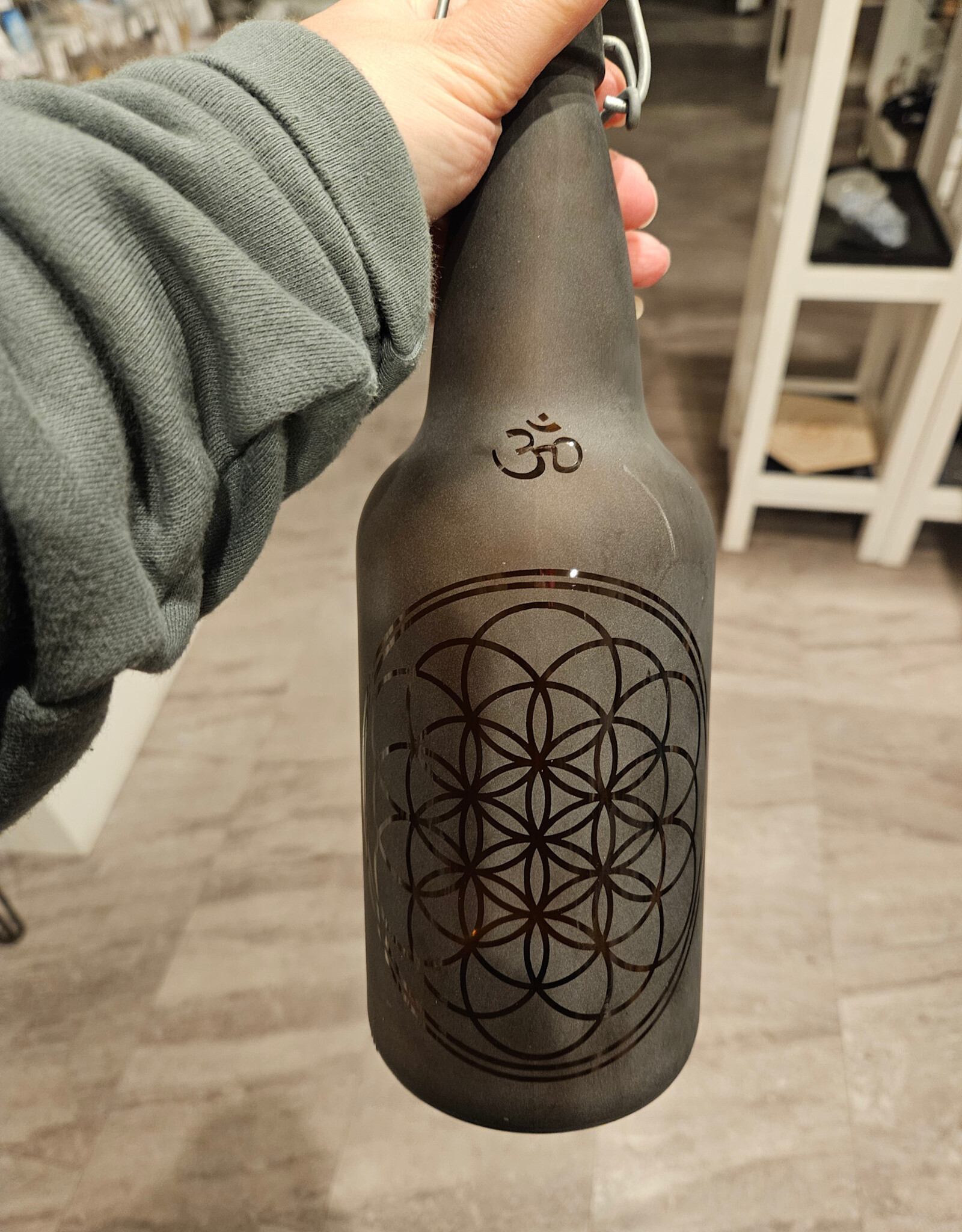 Local Maker etched Amber Bottle