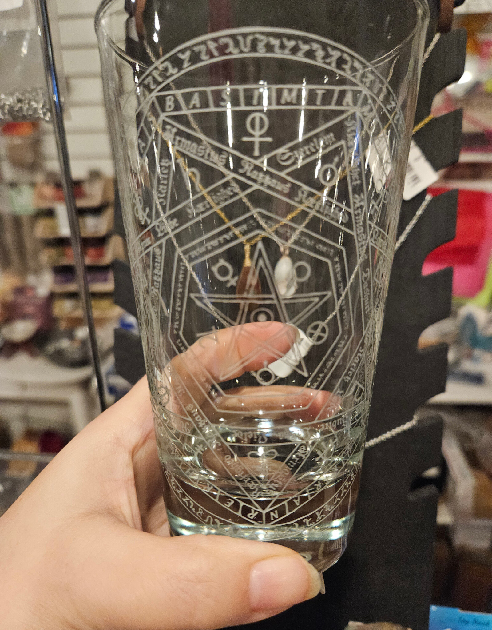 Local Maker Pentacle etched Drinking Glass