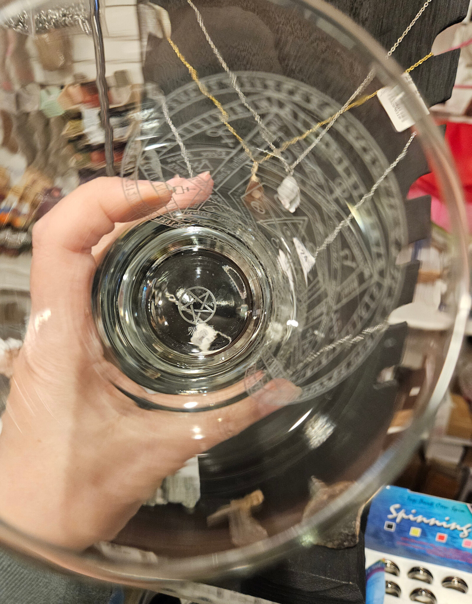 Local Maker Pentacle etched Drinking Glass