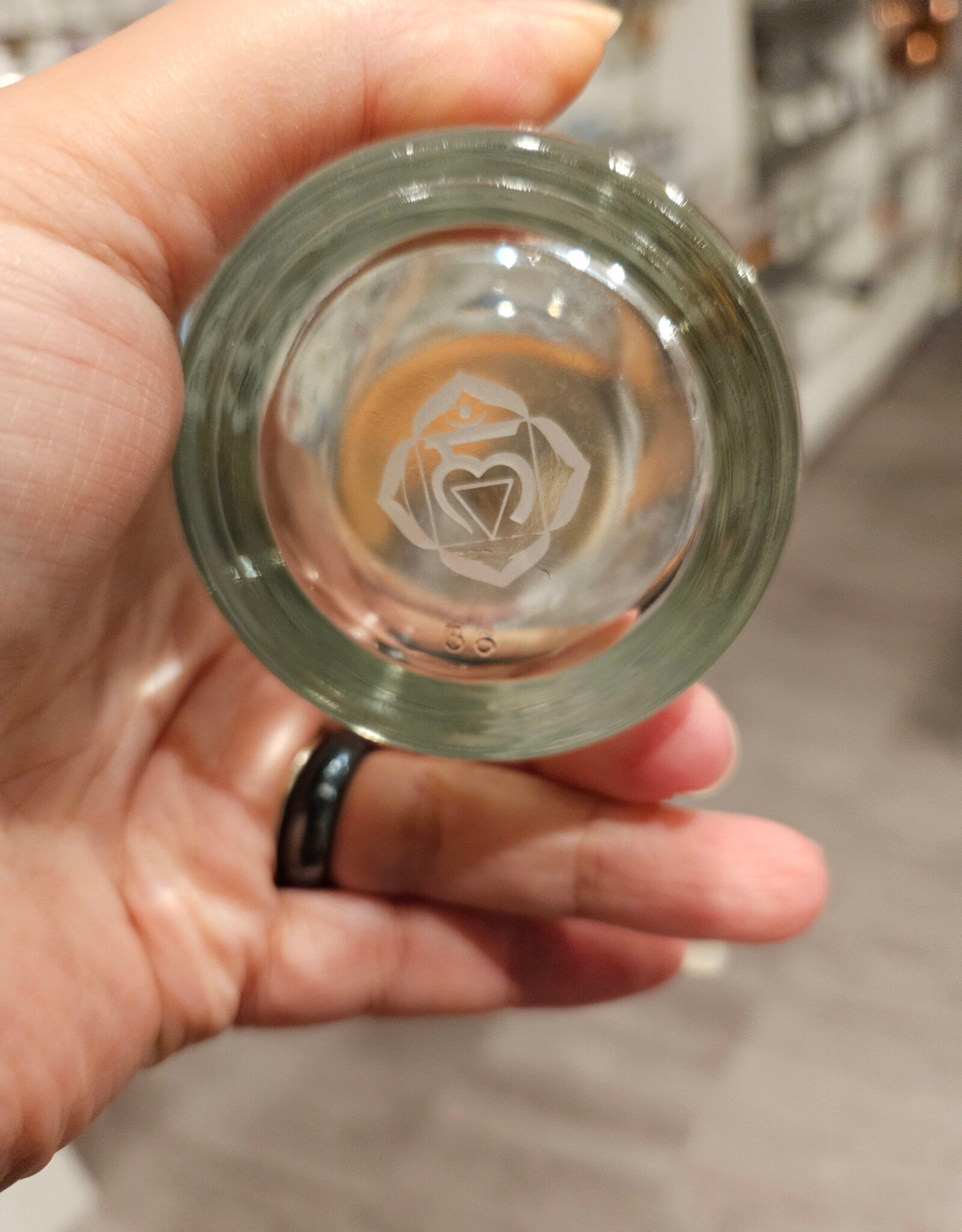 Local Maker Drinking Glass w/Sacred Geometry Etched in