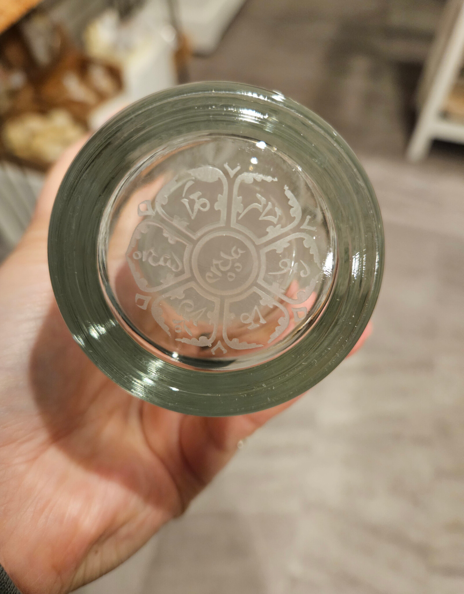 Local Maker Drinking Glass w/Sacred Geometry Etched in