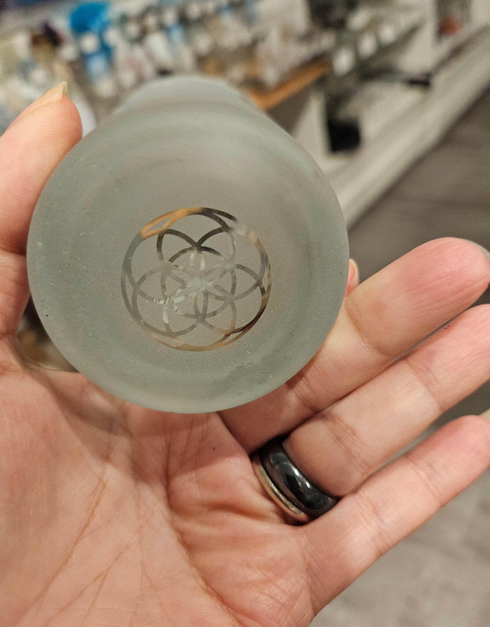 Local Maker Drinking Glass w/Sacred Geometry Etched in