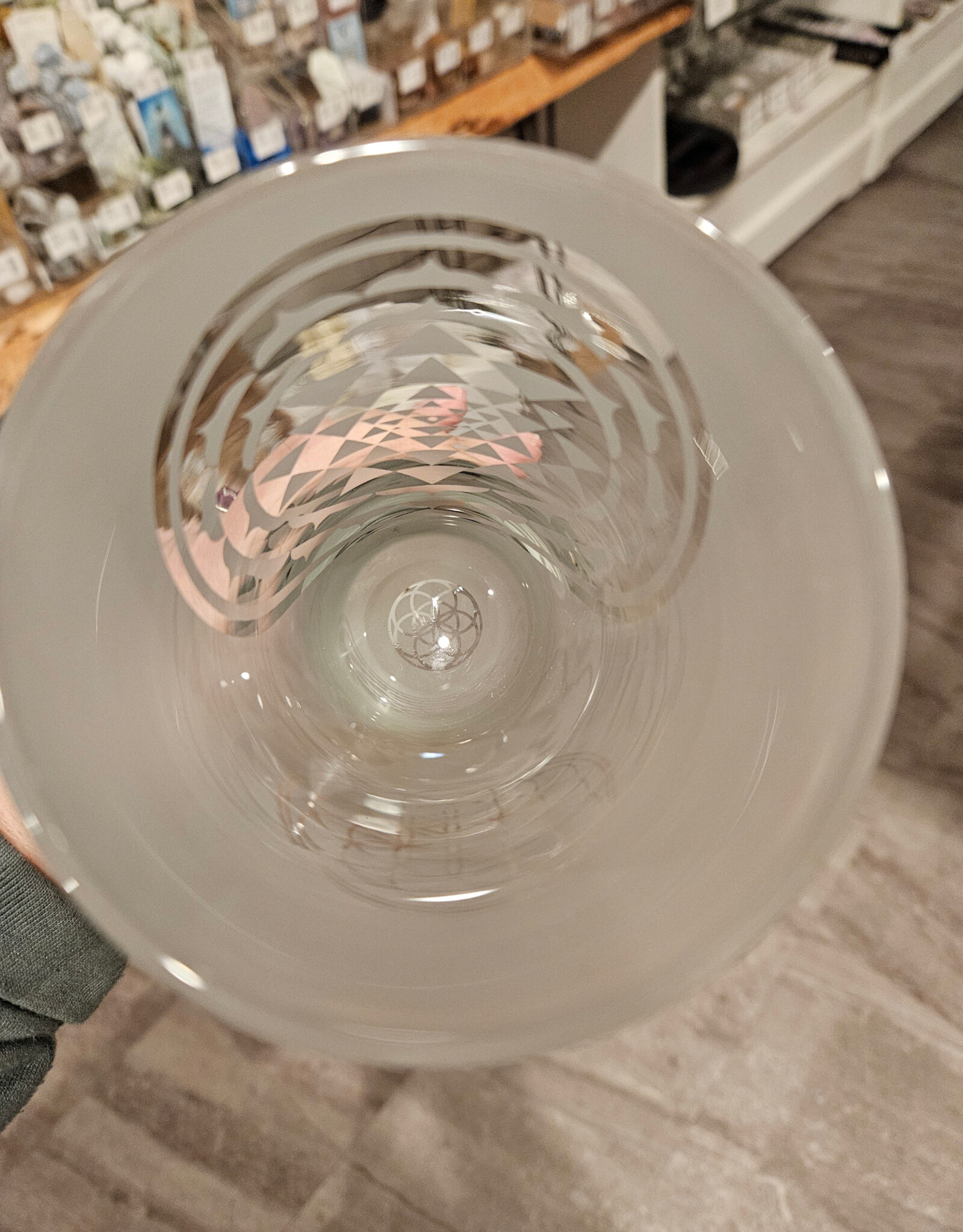 Local Maker Drinking Glass w/Sacred Geometry Etched in