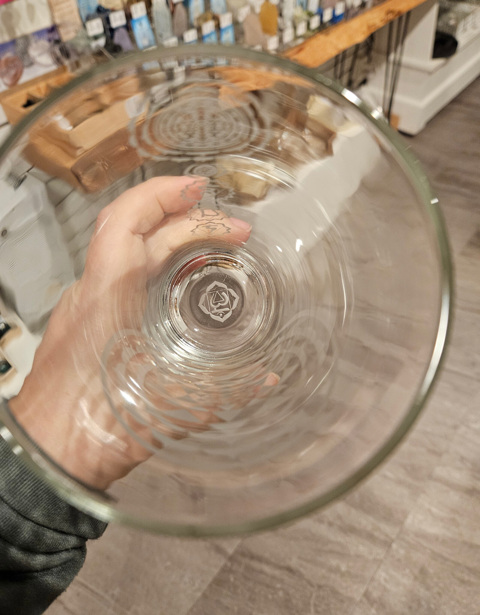 Local Maker Drinking Glass w/Sacred Geometry Etched in