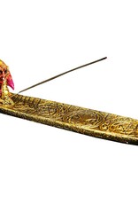 RESIN INCENSE HOLDER-RED DRAGON W/CELTIC TRIPLE MOON 1.75X9″L