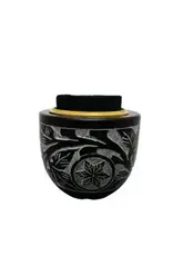 Charcoal Burner Leaf and Flower Soapstone with Brass Screen