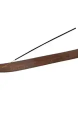 Long wood incense holder (ash-catcher) with carved flowers