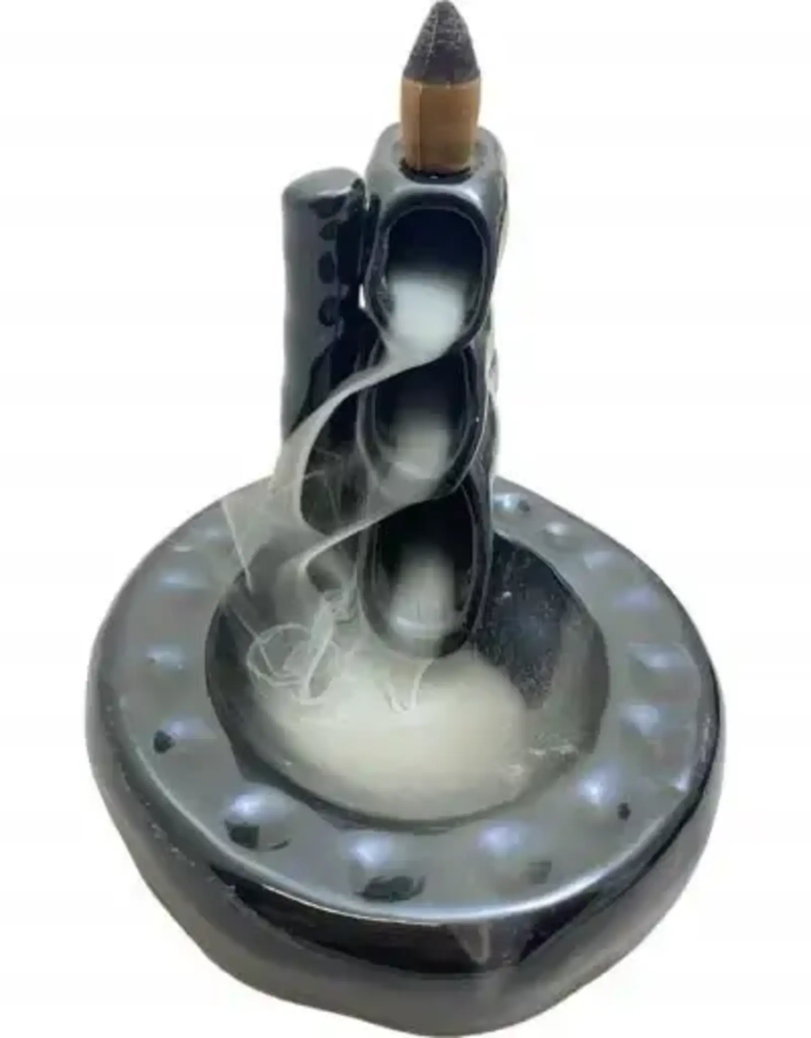 Black Ceramic Bamboo Shape Waterfall Backflow Incense Burner