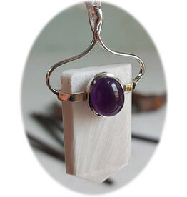 Healer Point Scolocite Amethyst Sterling Silver Pendant