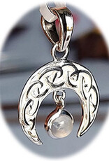 Celtic Moon Rainbow Moonstone Sterling Silver Pendant