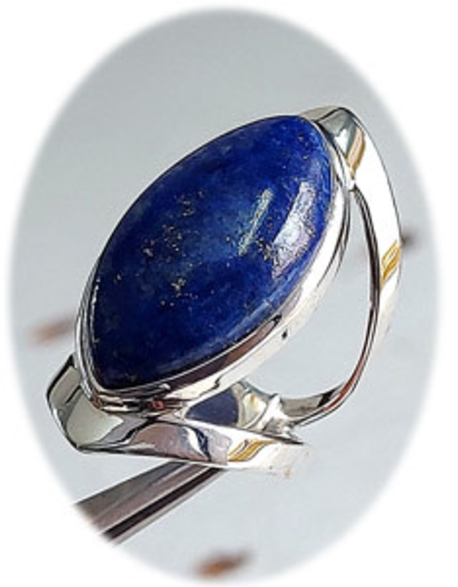 Open Band Sterling Silver Ring Lapis Lazuli Size 7/8