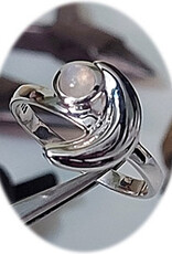 Crescent Moon Moonstone Ring Sterling Silver