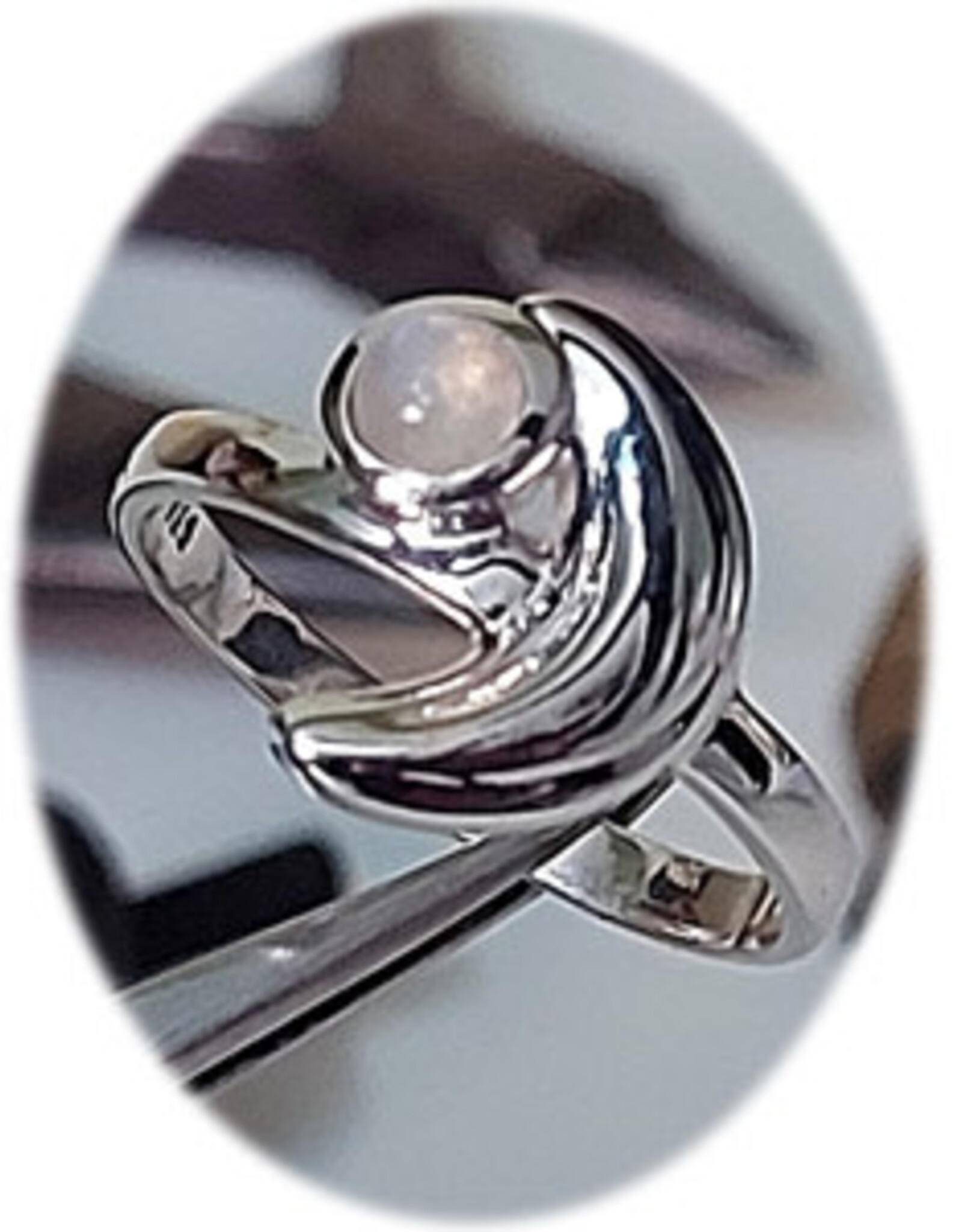 Crescent Moon Moonstone Ring Sterling Silver