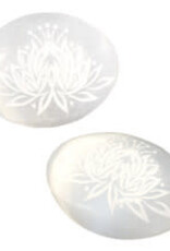 Selenite Engraved Palm Stone