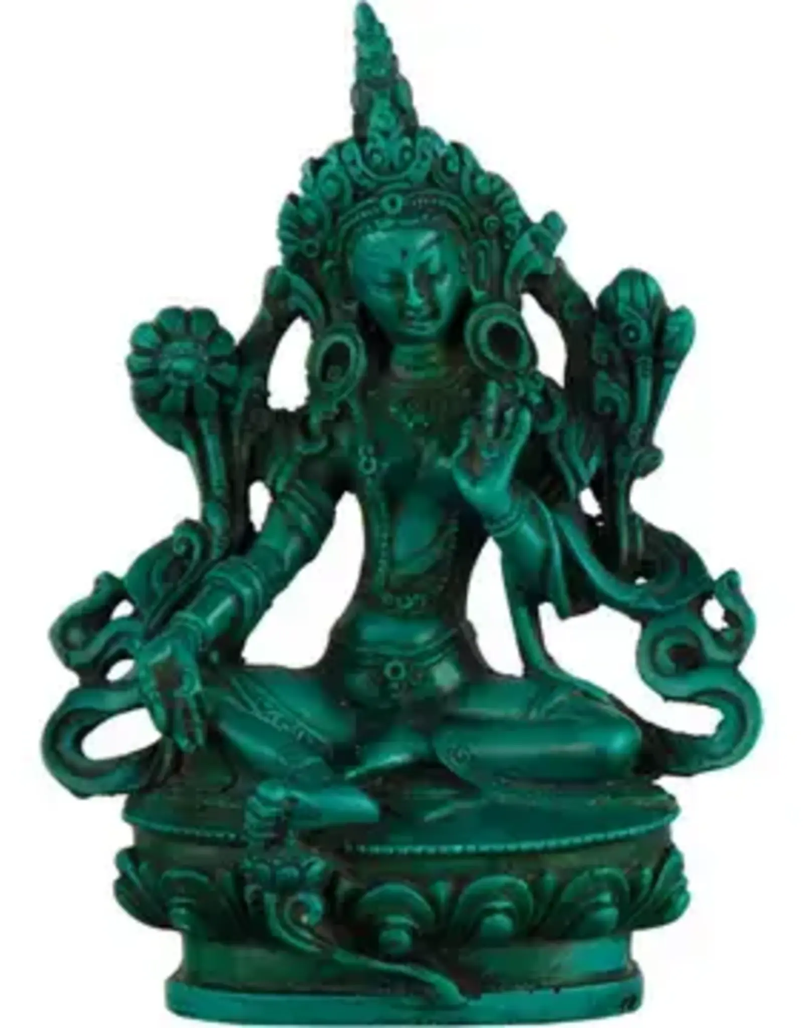 Polyresin Tara Figurine/Antique Turquoise-4.25"