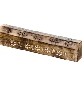 WOOD INCENSE STORAGE BOX – FIRE BURNED – ASSORTED DESIGNS-12″