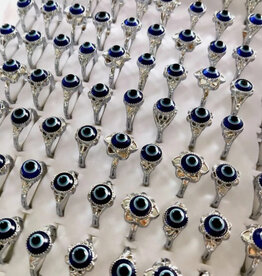 Evil Eye Silver Alloy Ring Assorted Sizes