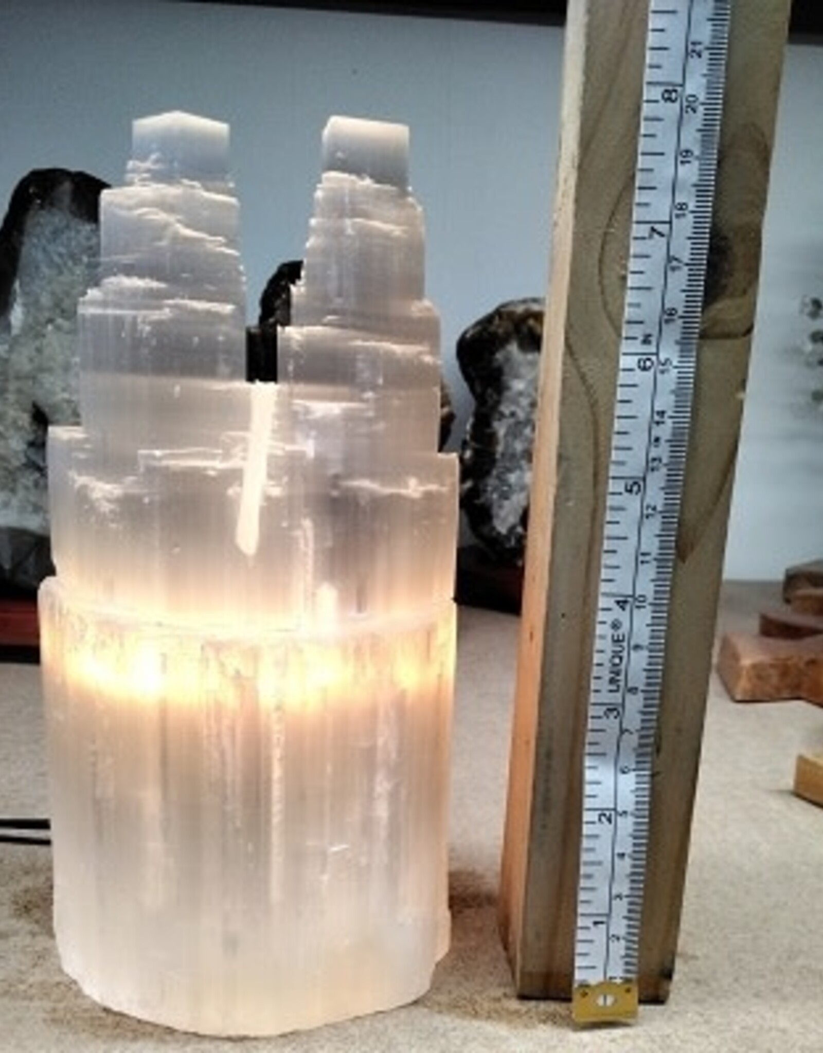 White Selenite Crystal Lamp & Light -  30-35cm Iceberg Double Tower