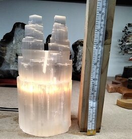 White Selenite Crystal Lamp & Light -  30-35cm Iceberg Double Tower