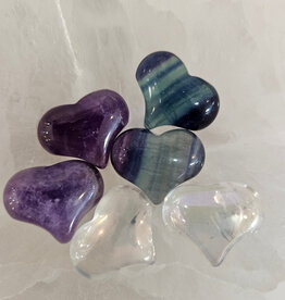 Puff Heart, Amethyst, Angel Aura, Fluorite 25mm