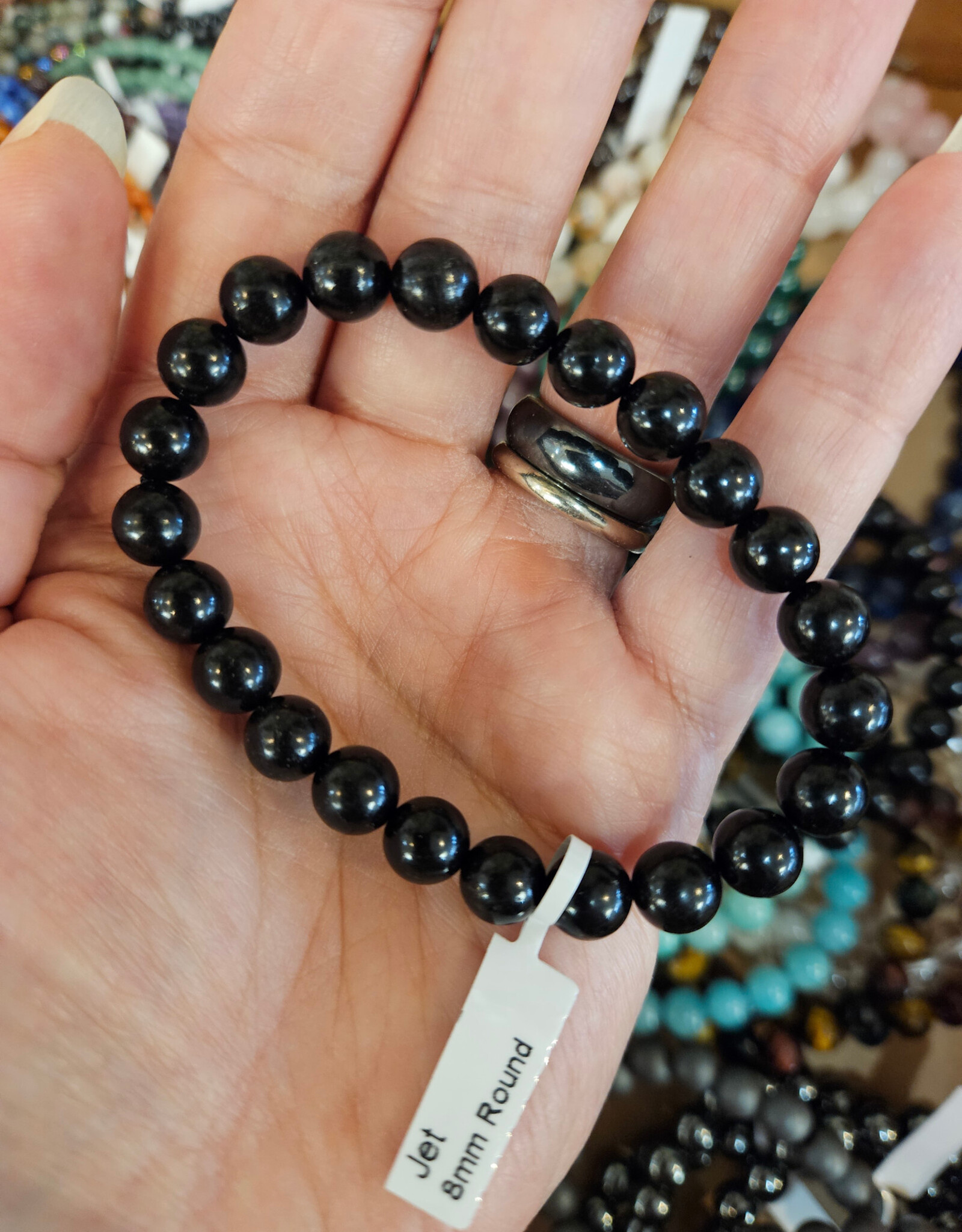 Jet Round Bracelet 8mm