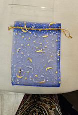 Organza Bags Large 13cm x 18cm Blue Moon & Star
