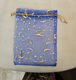 Organza Bags Large 13cm x 18cm Blue Moon & Star