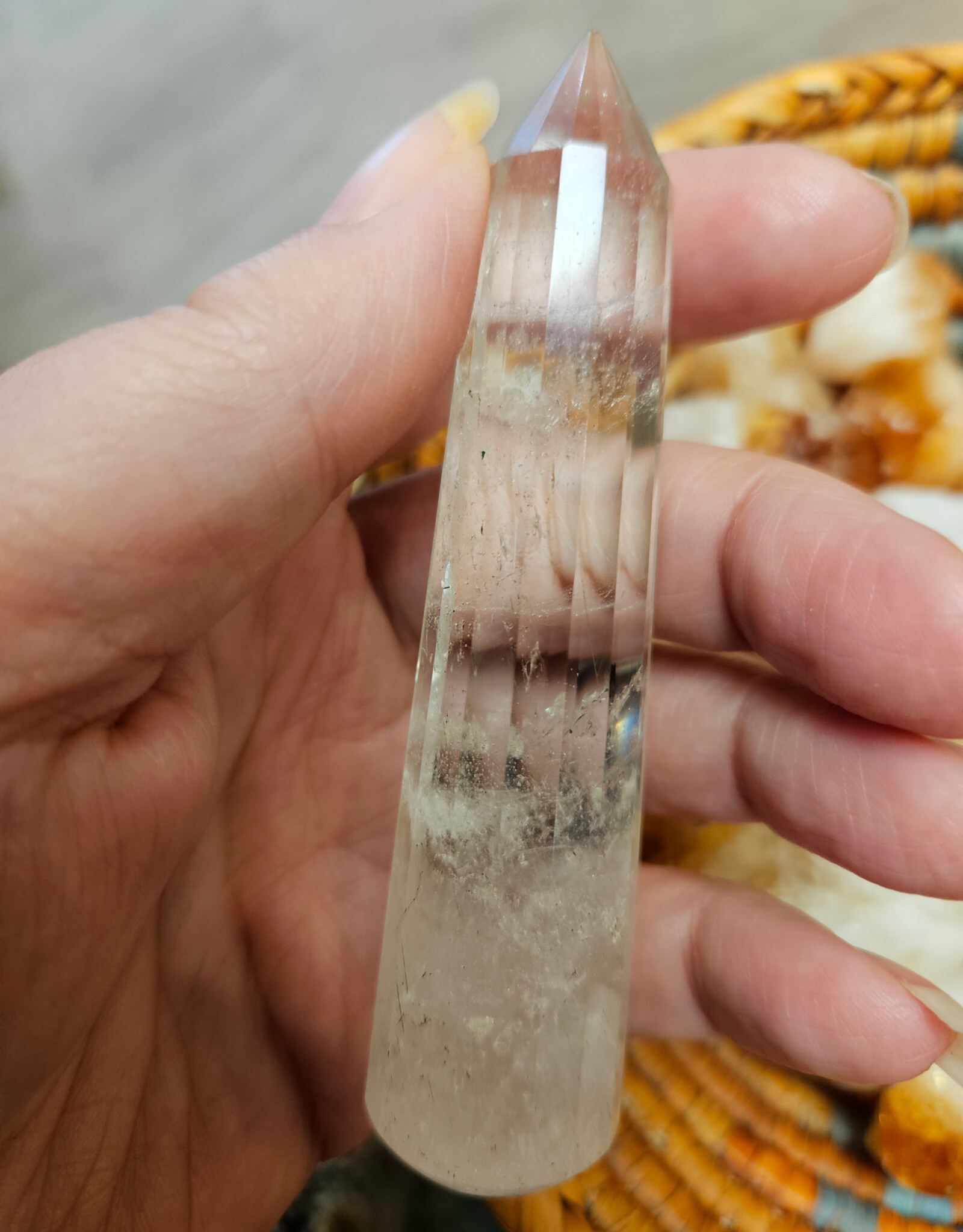 16 Faceted Clear Quartz Specialized Pranic Healing Wand - Natural Himalayan