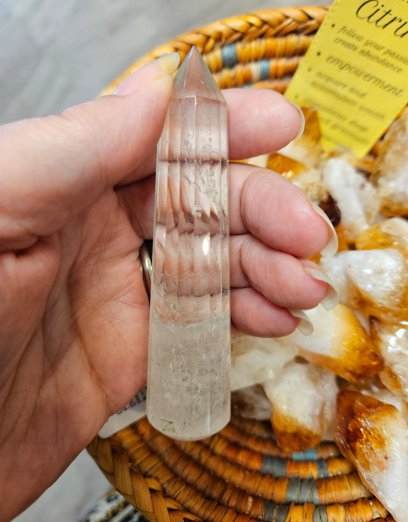16 Faceted Clear Quartz Specialized Pranic Healing Wand - Natural Himalayan