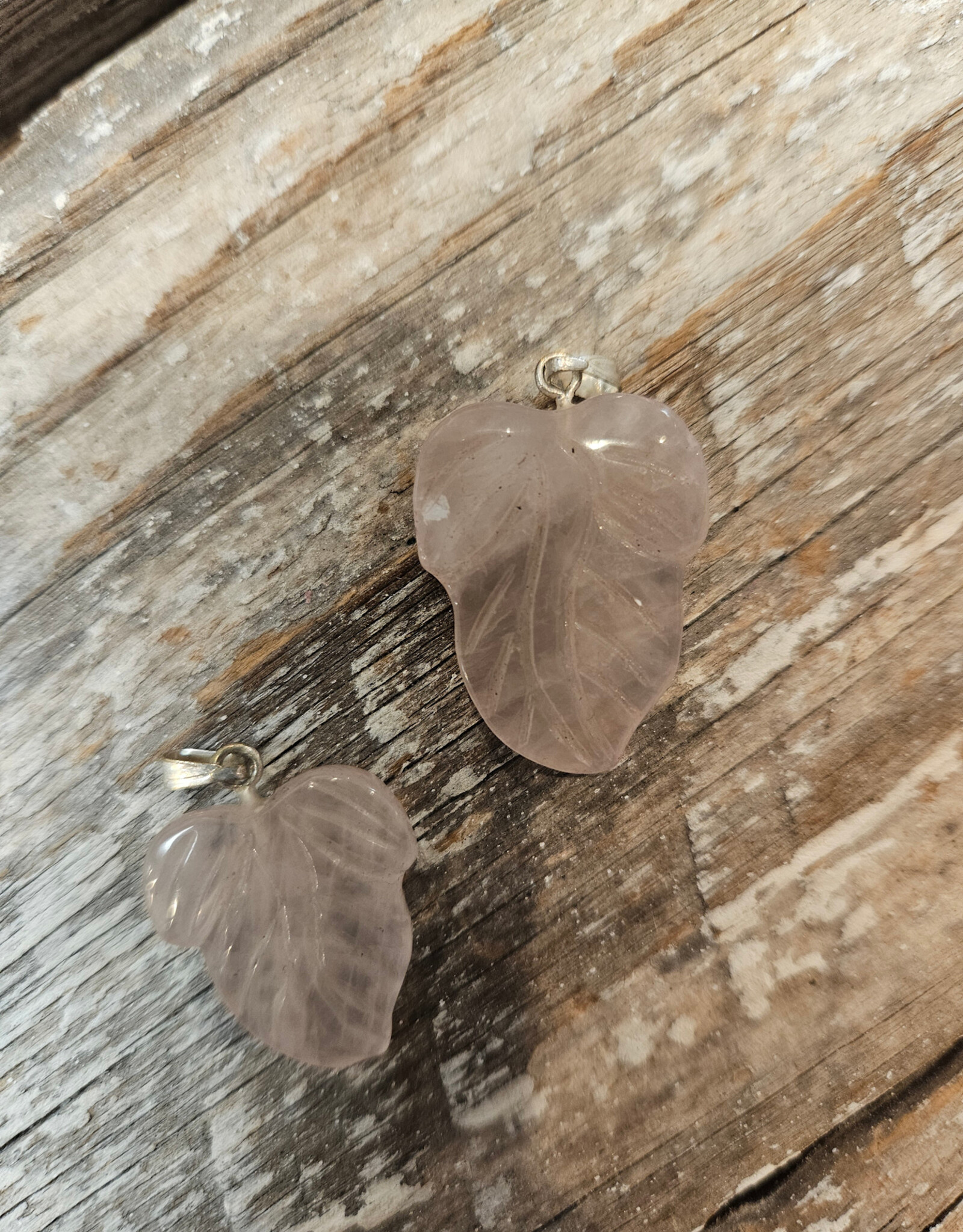 Rose Quartz Leaf Pendant