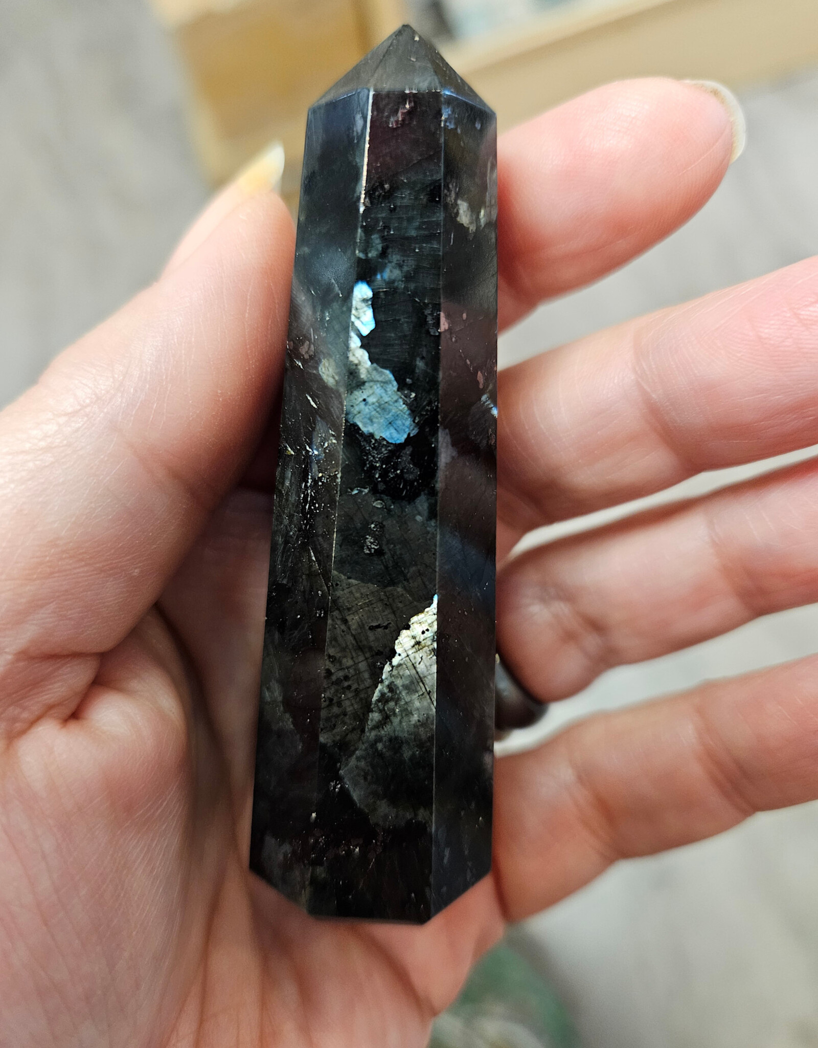 Larvakite Polished Point Tower