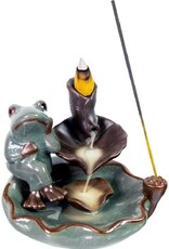 Backflow-Sitting Frog on Lotus 3.75"H