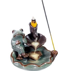Backflow-Sitting Frog on Lotus 3.75"H