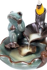 Backflow-Sitting Frog on Lotus 3.75"H