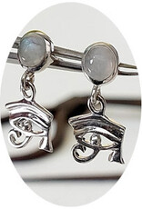 Eye of Horus Moonstone Earrings Sterling Silver