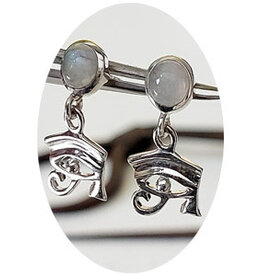Eye of Horus Moonstone Earrings Sterling Silver