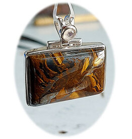 Tiger Iron w/Moonstone Pendant Sterling Silver