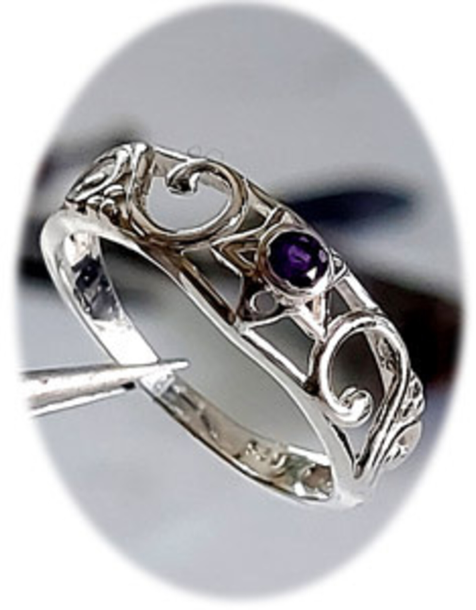 Silver Pentacle Amethyst Ring Sterling Silver