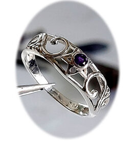 Silver Pentacle Amethyst Ring Sterling Silver