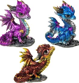 RESIN DRAGON FIGURINE-BABY STANDING MULTI COLOR 2.25″H - Price for One Dragon