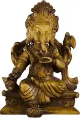 POLYRESIN GANESHA FIGURINE/ANTIQUE NATURAL-4.5″H