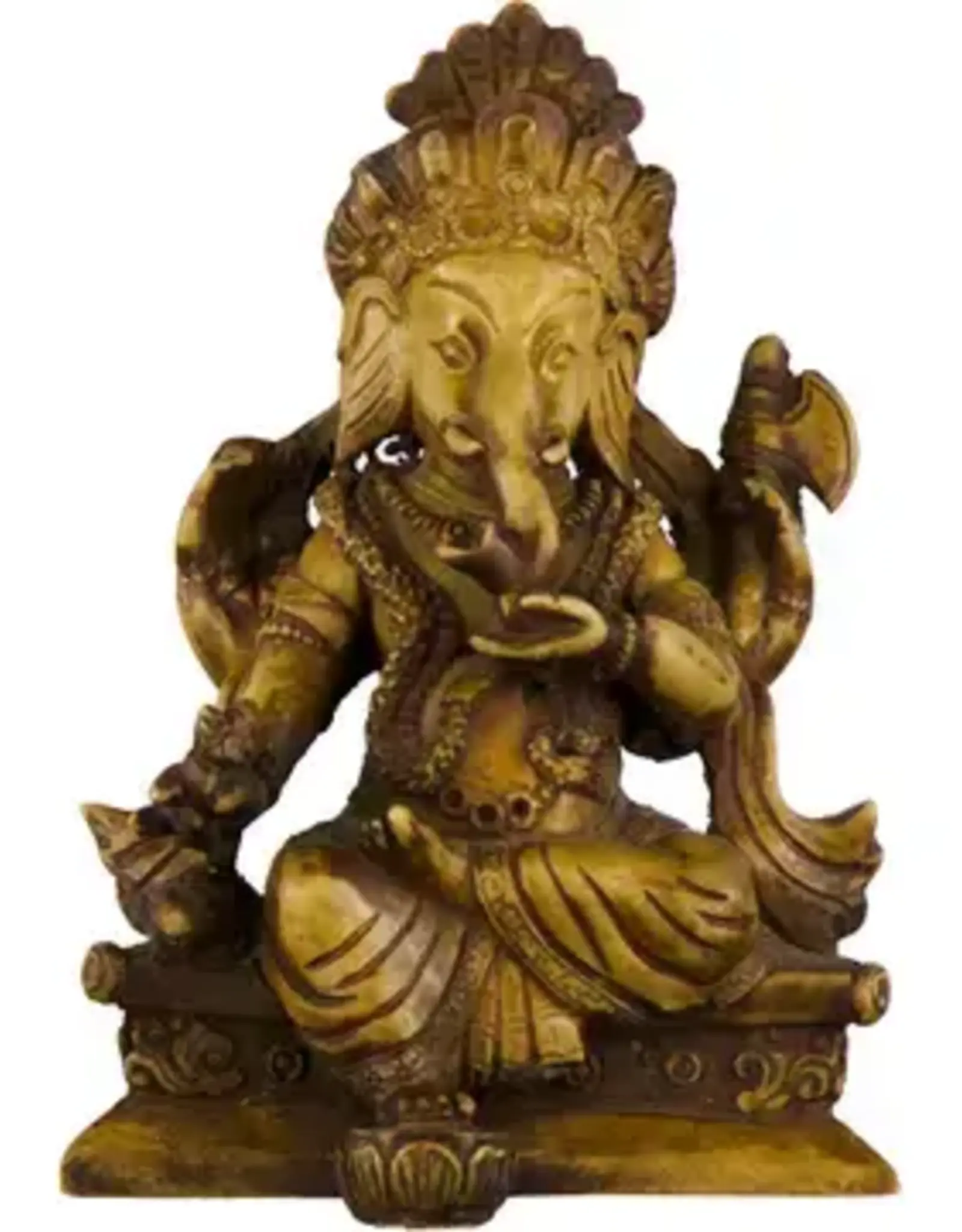 POLYRESIN GANESHA FIGURINE/ANTIQUE NATURAL-4.5″H