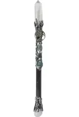 MAGICK WAND-CLEAR QTZ POINT W/METAL TREE OF LIFE 10″L