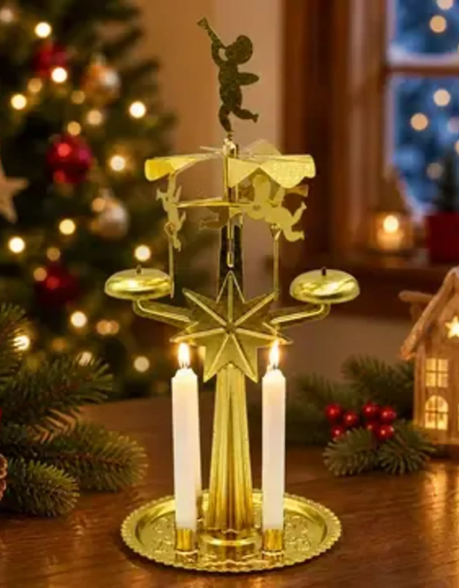 Angel Chimes – Metal Chime Carousel (+4 Candles) authentic scandinavian christmas decoration & ornament